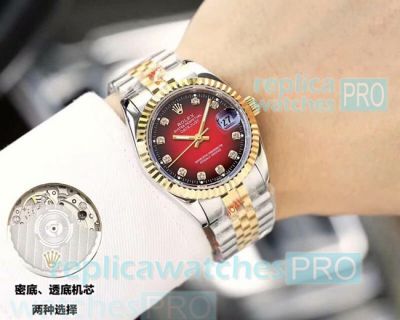 New Upgraded Copy  Rolex Datejust Red Face 2-Tone Gold Watch